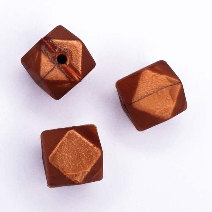 Silicone beads hexagon geometric copper