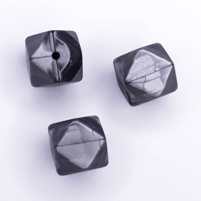 Silicone beads hexagon geometric silver