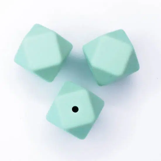 Siliconen kralen hexagon geometrisch mint