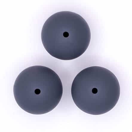 Silicone beads round 20 mm dark gray