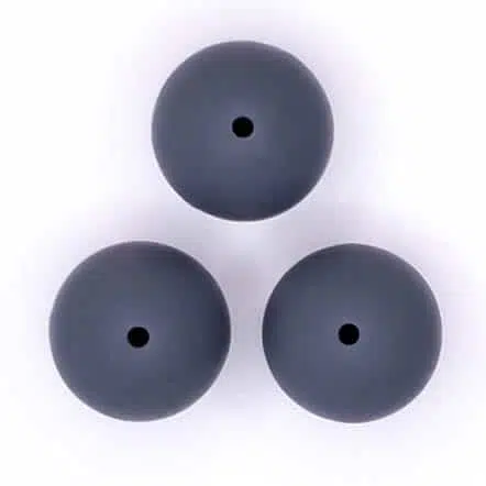Siliconen kralen rond 20 mm donker grijs