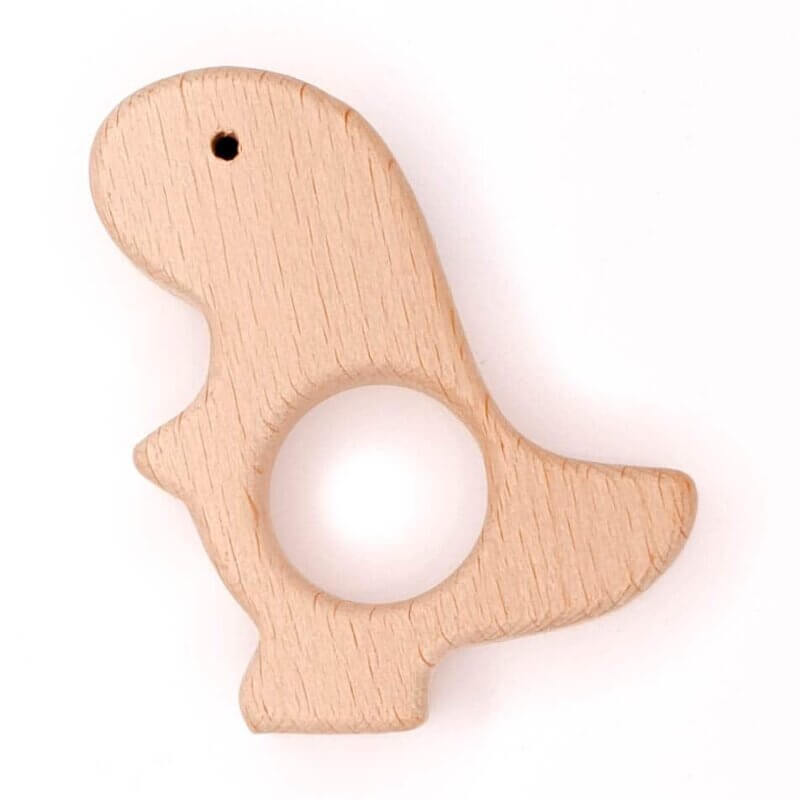 Wooden teething ring dinosaur T-rex