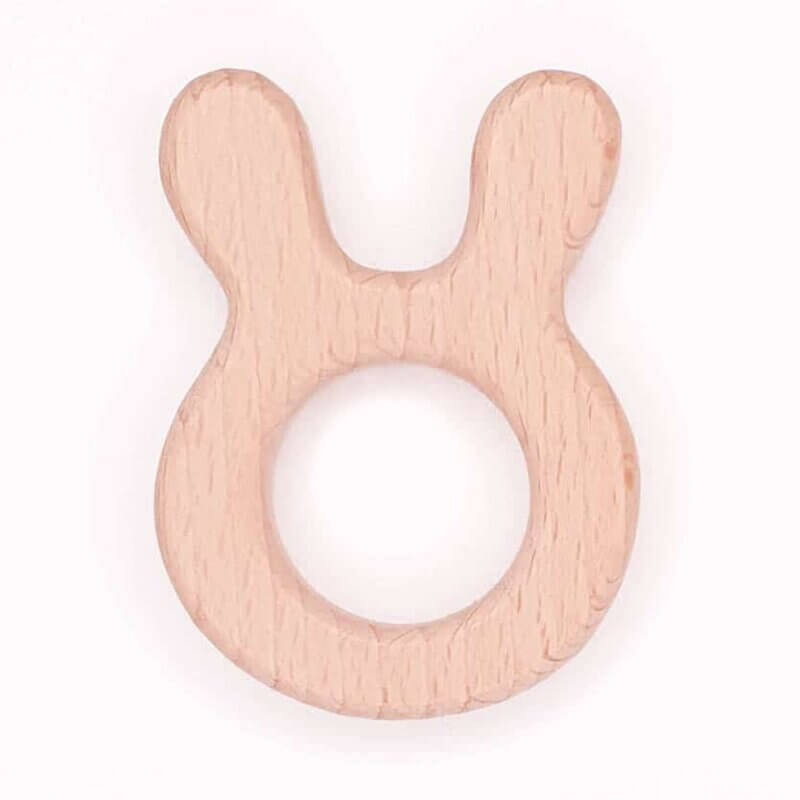 Wooden teething ring rabbit ears