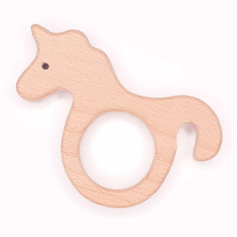 Teething ring wooden unicorn