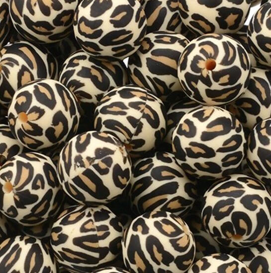 Leopard silicone beads leopard print