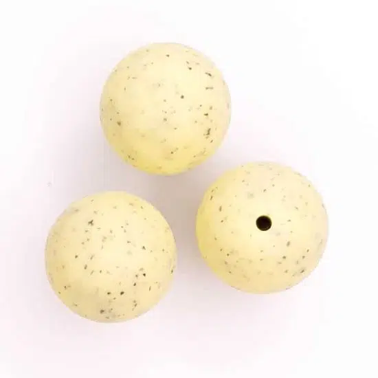 Siliconen kralen 20 mm spikkel licht geel