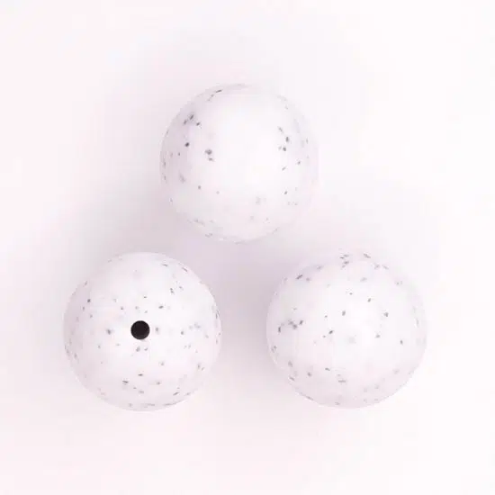 Siliconen kralen 20 mm spikkel wit