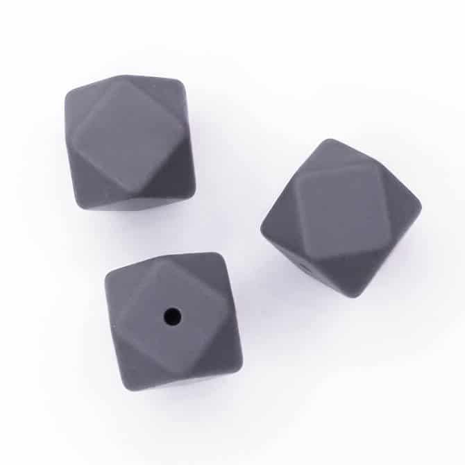 Silicone Beads Dark Gray Hexagon