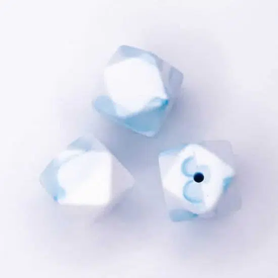 Siliconen kralen Marmer Blauw Hexagon
