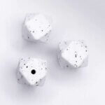 Silicone Beads Speckled White Hexagon