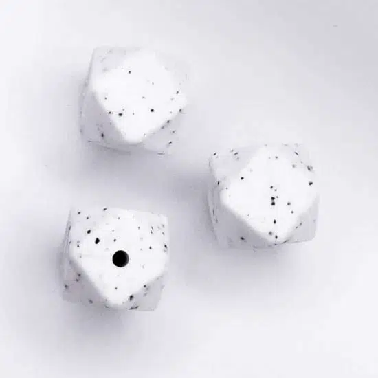 Siliconen kralen Spikkel Wit Hexagon