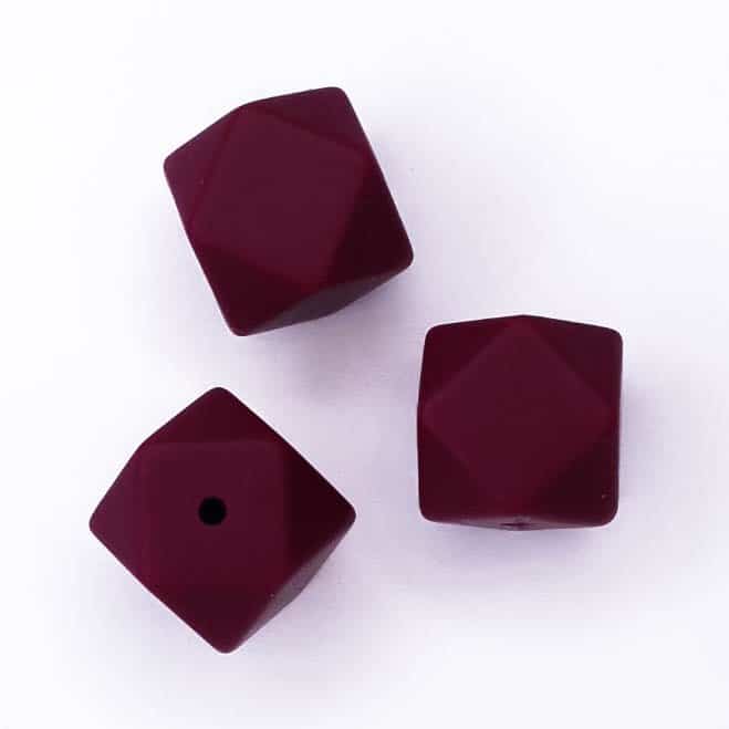 Siliconen kralen Berry Rood Hexagon