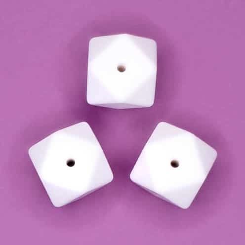 Silicone Beads White Hexagon