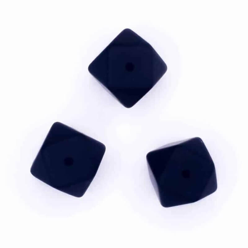 Perles de silicone hexagonales 17 mm noir