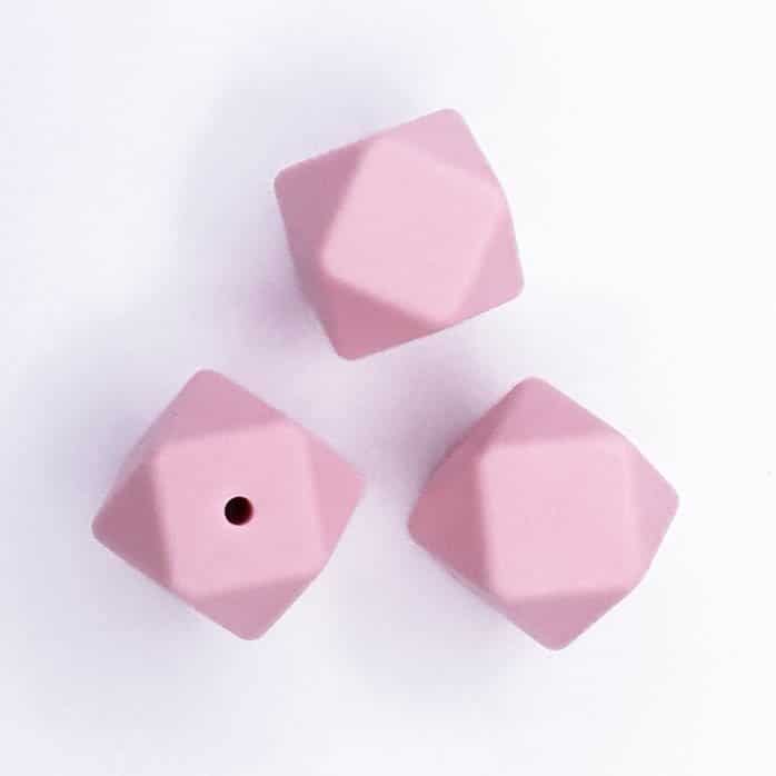 Siliconen kralen licht roze Hexagon