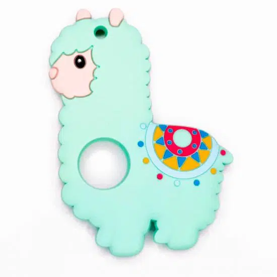 Siliconen bijtring lama alpaca mint groen