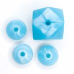 Siliconen kralen 12 mm ovaal Metallic IJs Blauw Hexagon