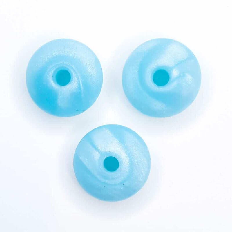 Silicone beads 12 mm oval metallic ice blue