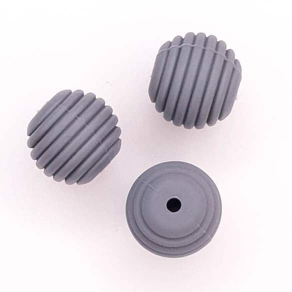 Perles de silicone nid d'abeille 16 mm gris foncé