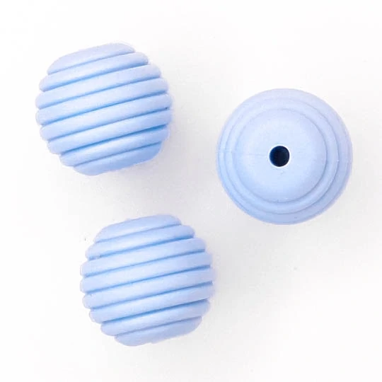 Siliconen kralen honingraat 16 mm licht blauw