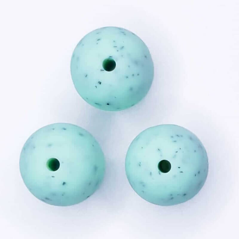 Siliconen kralen 12 mm - Rond - Mint Groen met Spikkels