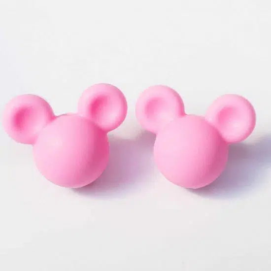 Siliconen kralen Mickey 16 mm Baby Roze