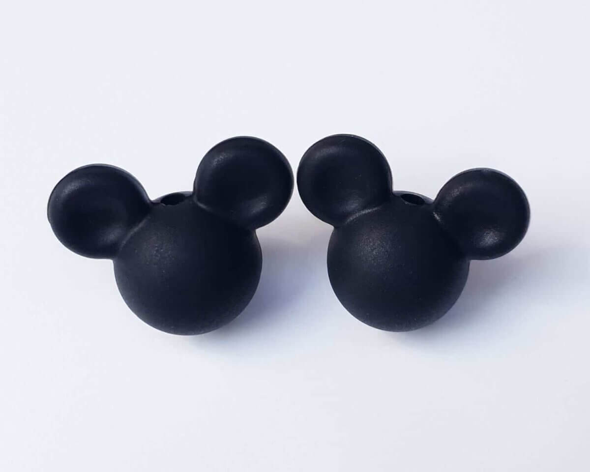 Perles de silicone Mickey noir 16 mm