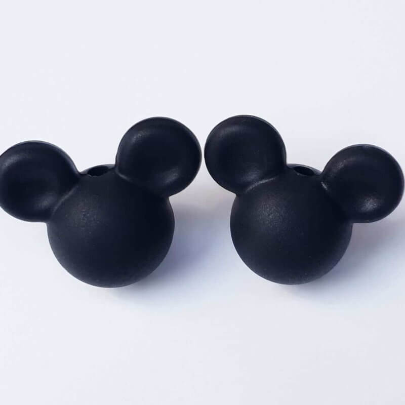 Siliconen kralen Mickey Zwart 16 mm