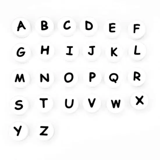 Siliconen letterkralen rond overview alfabet alle letters