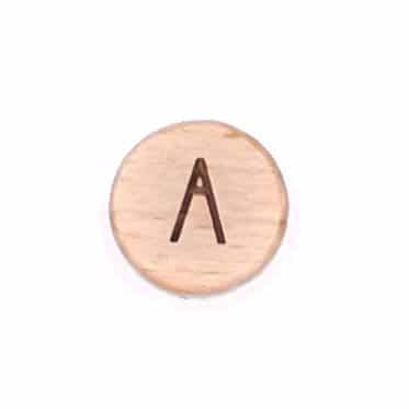 Houten letterkraal rond 14 mm letter A