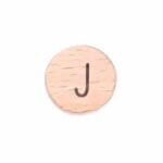 Houten letterkraal rond 14 mm letter J