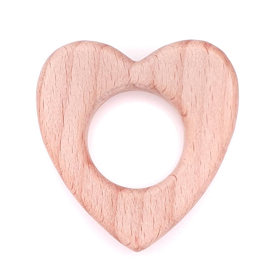 Houten bijtring hanger hart