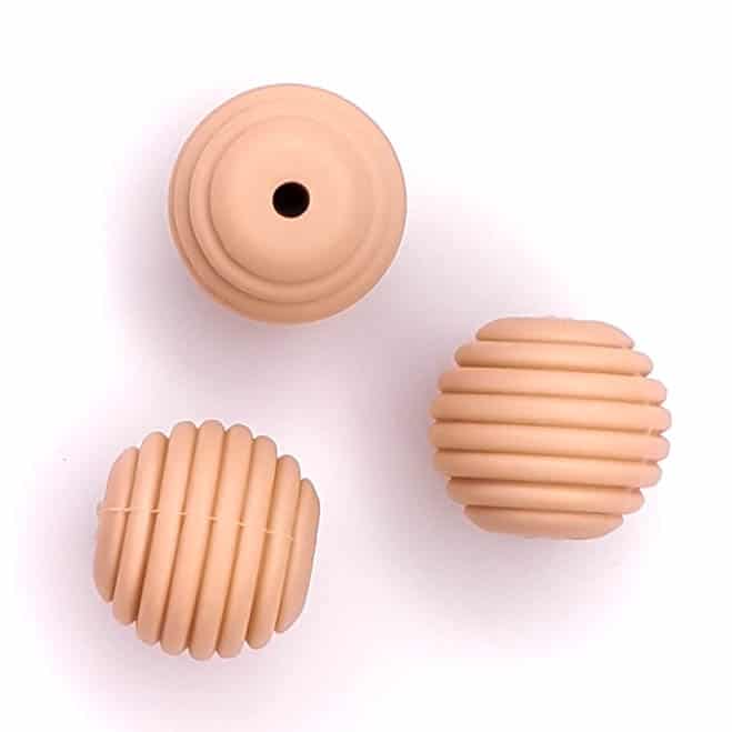 Silicone beads honeycomb 16 mm nude