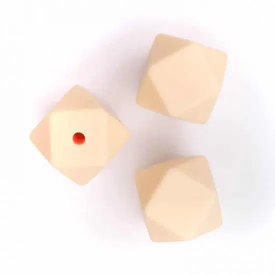 Siliconen kralen hexagon 14 mm peaches and cream