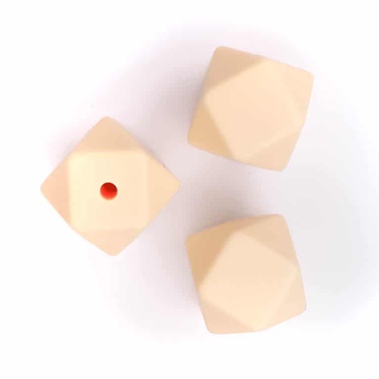 Siliconen kralen hexagon 14 mm peaches and cream