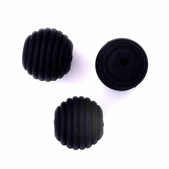 Silicone beads honeycomb 16 mm black