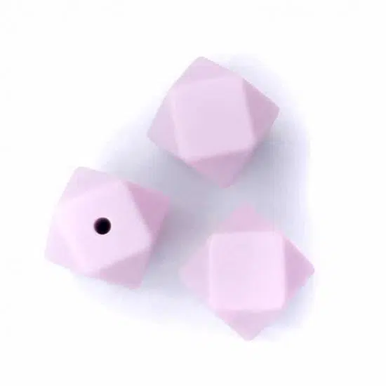 Siliconen kralen hexagon 14 mm orchid paars