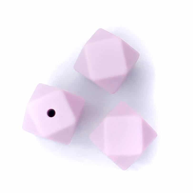 Siliconen kralen hexagon 14 mm orchid paars