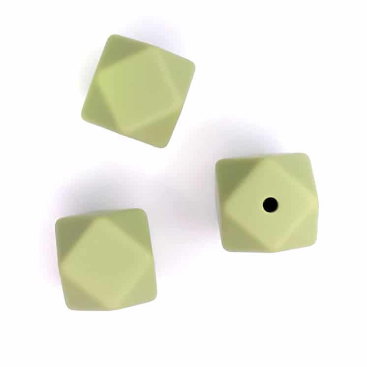 Siliconen kralen hexagon 14 mm pistache
