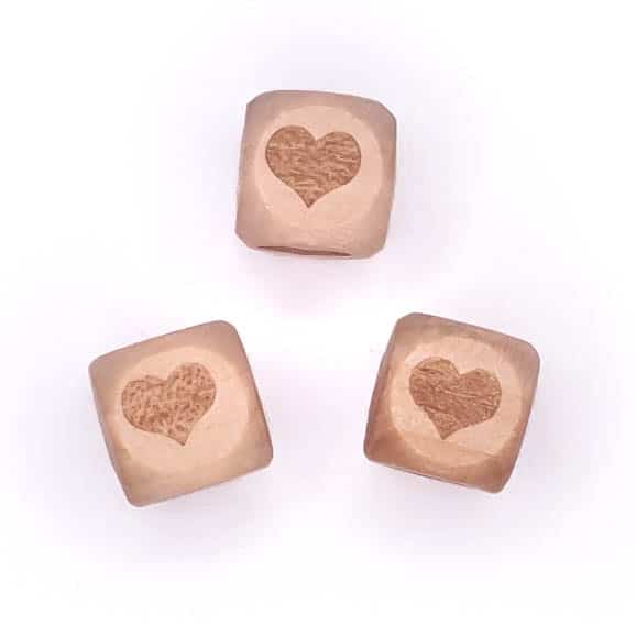 Wooden beads engraved heart 12 mm diameter