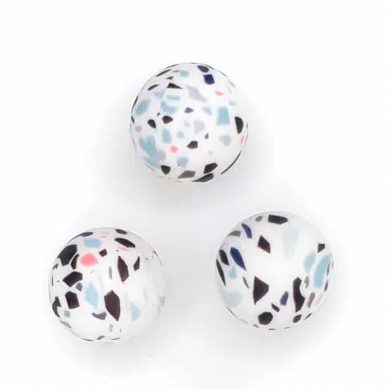 Terrazzo siliconen kralen wit 20 mm