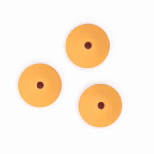 Perles en silicone ovales disque 15 mm ocre jaune