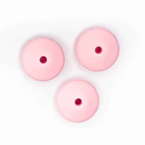 Silicone beads discus oval 15 mm peach pink