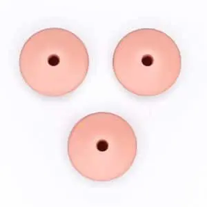 Siliconen kralen ovaal discus 15 mm nude