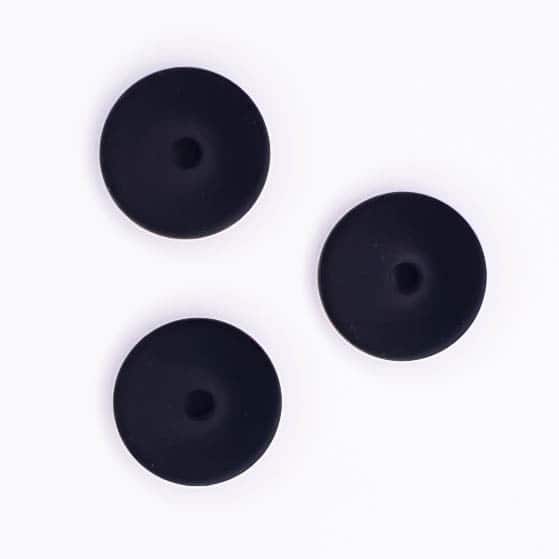 Silicone bead oval discus 15 mm black