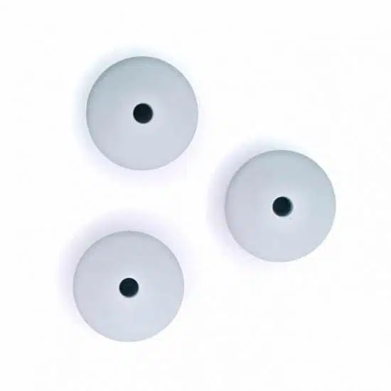 Siliconen kralen discus ovaal 15 mm licht grijs