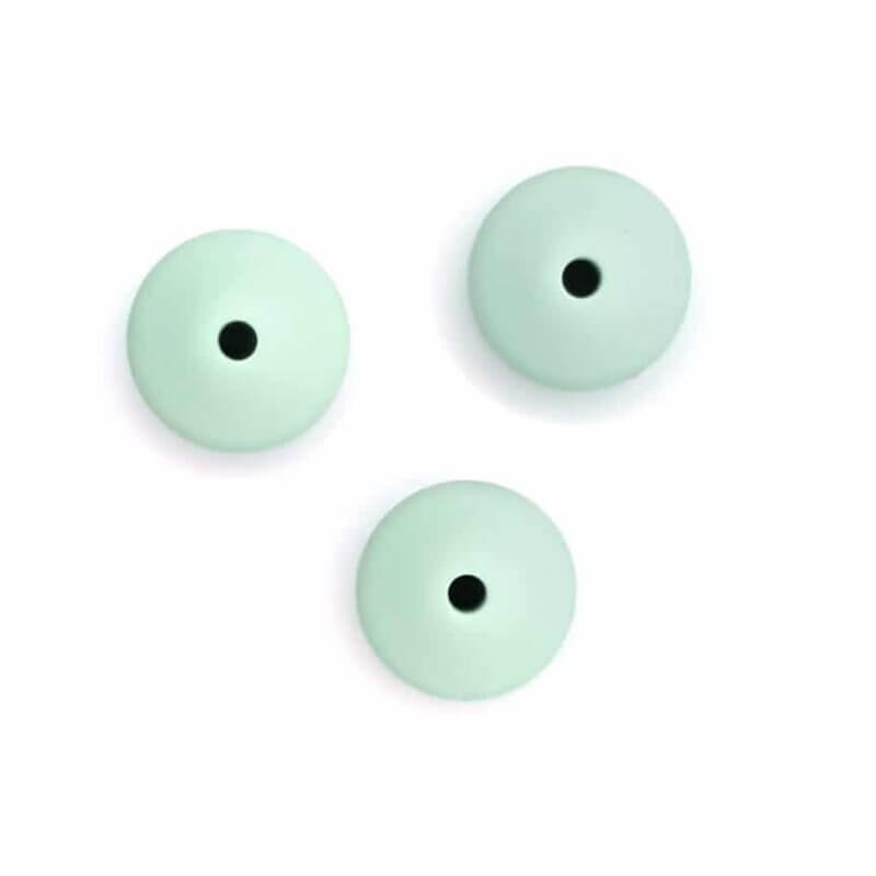 Silicone beads oval disc 15 mm mint green