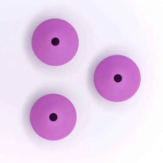Siliconen kralen ovaal discus 15 mm paars