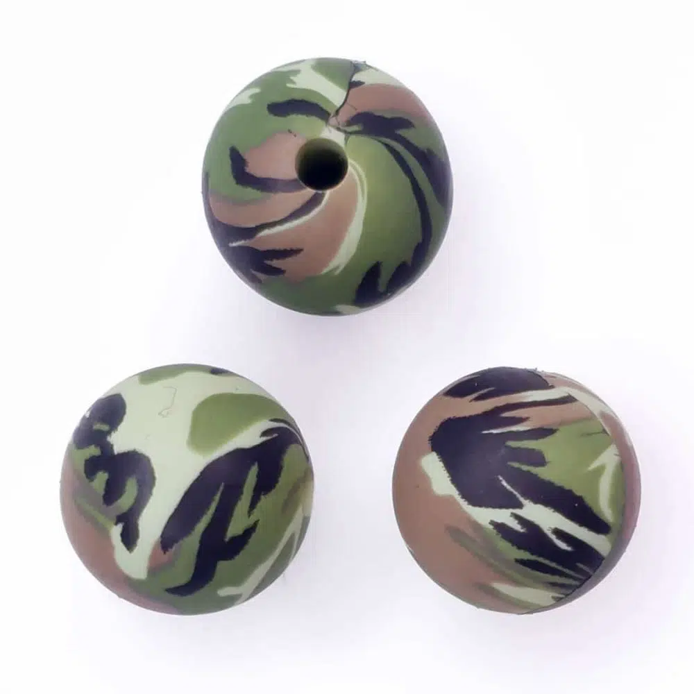 Camouflage print siliconen kralen 16 mm