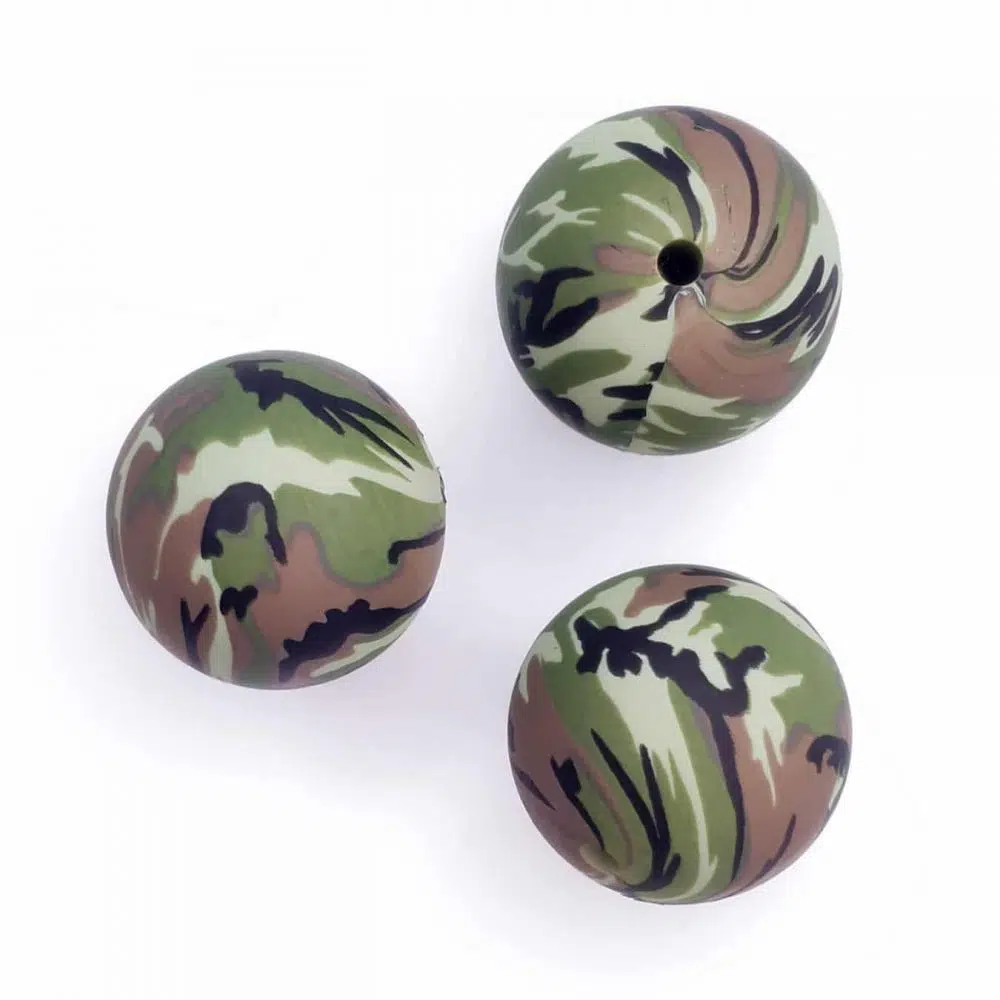 Camouflage print siliconen kralen 20 mm